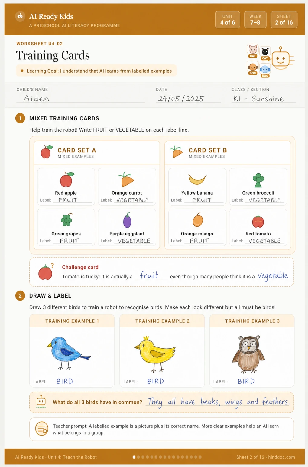 AI Ready Kids worksheet sample